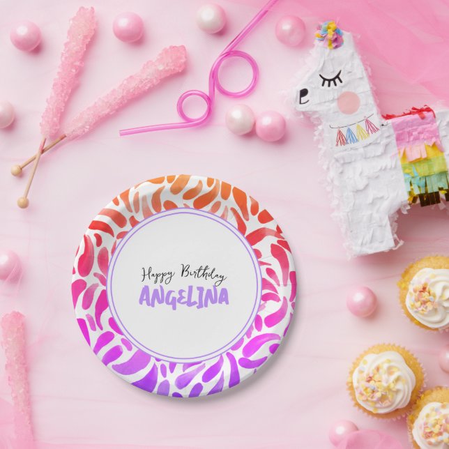 Rainbow Art Paint Party Girl Birthday Paper Plates (Party)