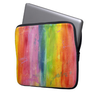 Rainbow art paint stripe arty colorful laptop case