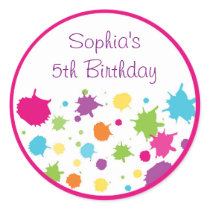 Rainbow Art Party Birthday Classic Round Sticker