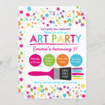 Rainbow Art Party Birthday Invitation