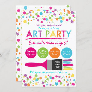 Art Paint Party Invites, Rainbow Canvas Easel - Cupcakemakeover