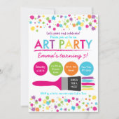 Rainbow Art Party Birthday Invitation (Front)