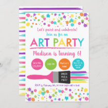 Rainbow Art Party Dress For A Mess Birthday Invitation
