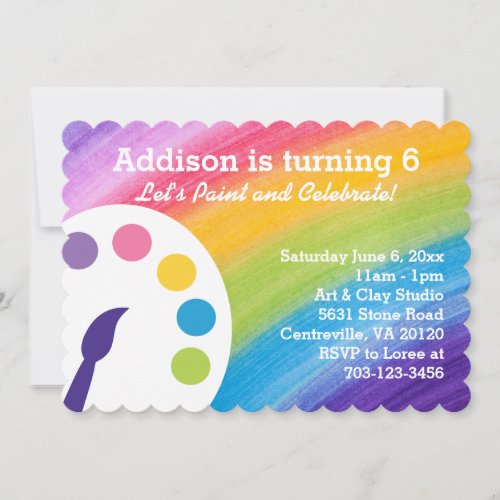 Rainbow Art Party Invitation