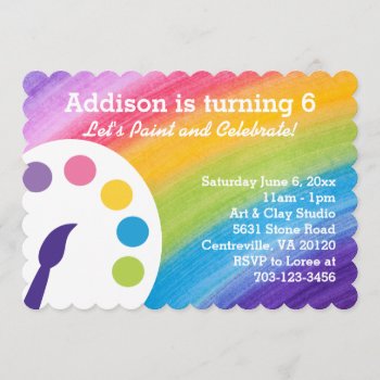 Rainbow Art Party Invitation by DaisyPrint at Zazzle