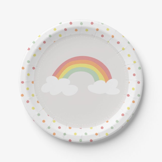 Rainbow art polkadot Disposable Party Paper Plate (Front)