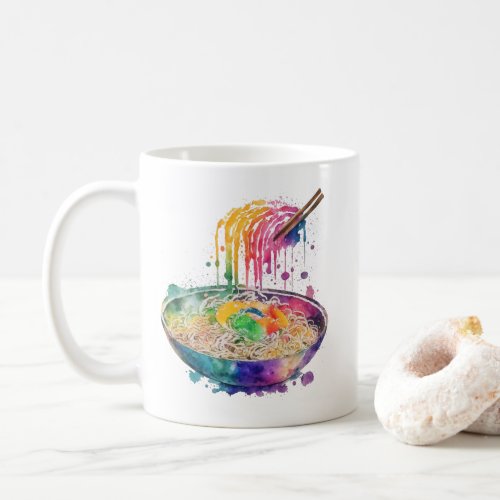 Rainbow Art Ramen Noodles and Chopsticks Coffee Mug