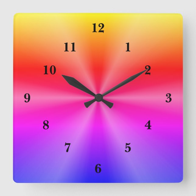 Rainbow art square wall clock (Front)