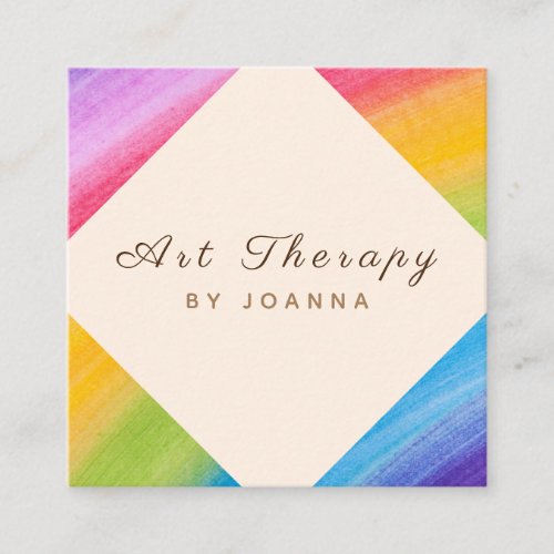 Rainbow Art Therapy Colorful Vibrant Social Media Square Business Card
