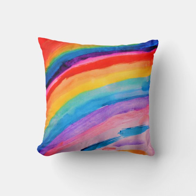 Rainbow Art Throw Pillow (Front)
