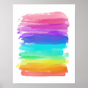 Rainbow Artist Brushstrokes Minimalist Mod Happy Poster