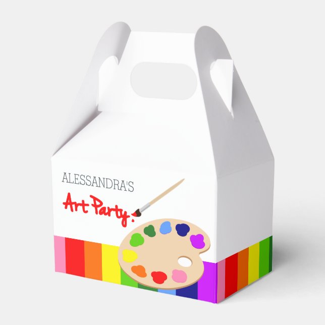 Rainbow Artist Palette Painting Birthday Party Favor Boxes (Front Side)