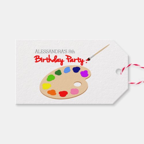 Rainbow Artist Palette Painting Birthday Party Gift Tags