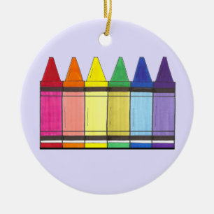 Rainbow Artist's Crayons School Art Teacher Gift Ceramic Ornament