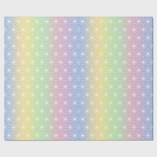 Rainbow Asanoha Twinkling Geometric Stars Wrapping Paper (Seam)