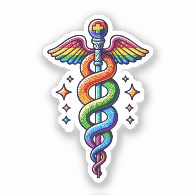 Rainbow Asclepius Sticker (Front)
