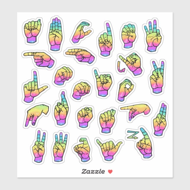 Rainbow ASL Alphabet – Educational & Expressive Sticker (Sheet)