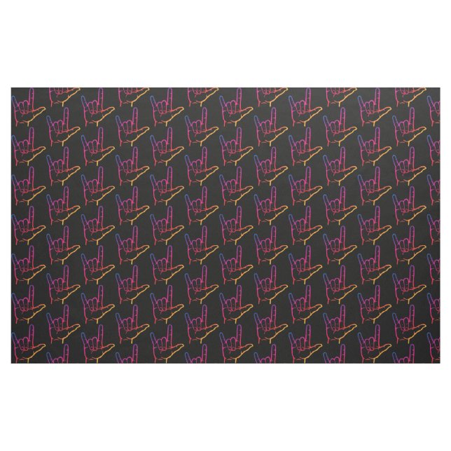 Rainbow ASL I Love You Patterned Fabric (Yard)