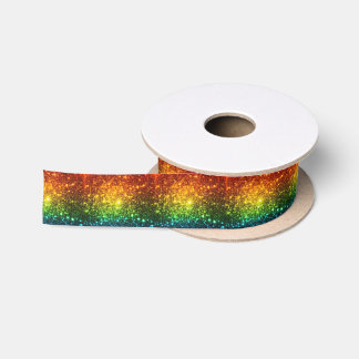 Rainbow Astral Glitter Only Love Is Real Satin Ribbon