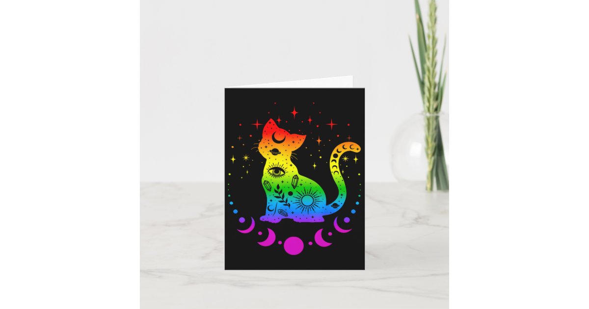 Rainbow Astrology Cat Lgbt Gay Pride Flag Card | Zazzle