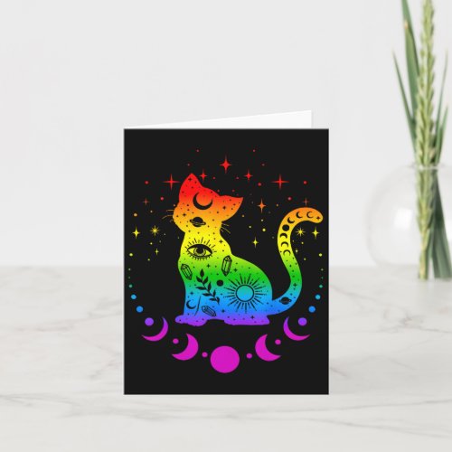 Rainbow Astrology Cat Lgbt Gay Pride Flag  Card