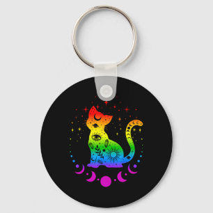 Rainbow Astrology Cat Lgbt Gay Pride Flag Keychain