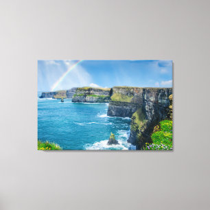 Rainbow at Cliff's of Moher Landscape Canvas Print