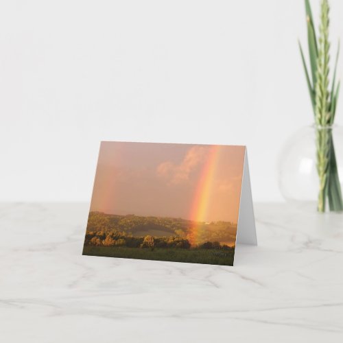 Rainbow at Sunset in the Countryside Holiday Card