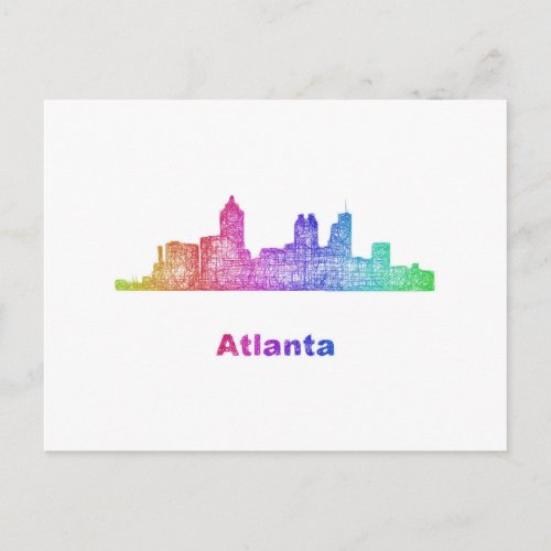 Rainbow Atlanta skyline Postcard