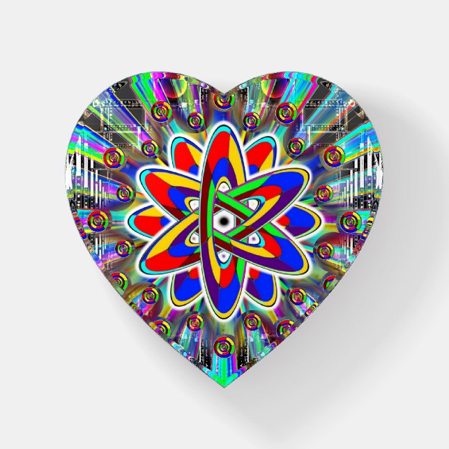Rainbow Atomic Symbol Glass Paperweight (Front)