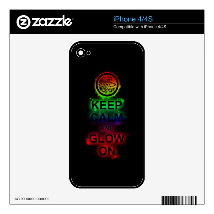 Rainbow Atomic Symbol "Keep Calm and Glow On" Decals For The iPhone 4S