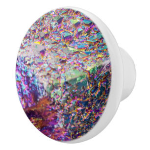Rainbow Aura Crystals Ceramic Knob