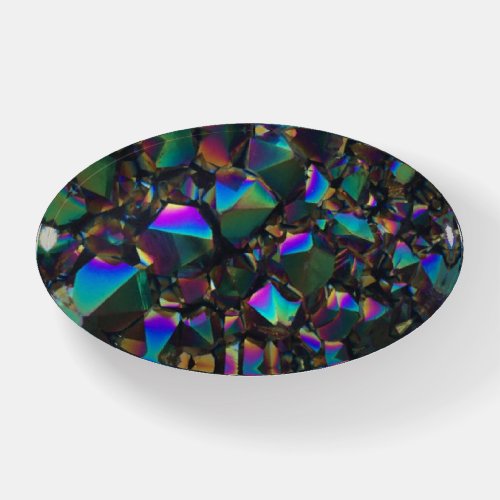 Rainbow Aura Mineral Cluster  Custom Paperweight