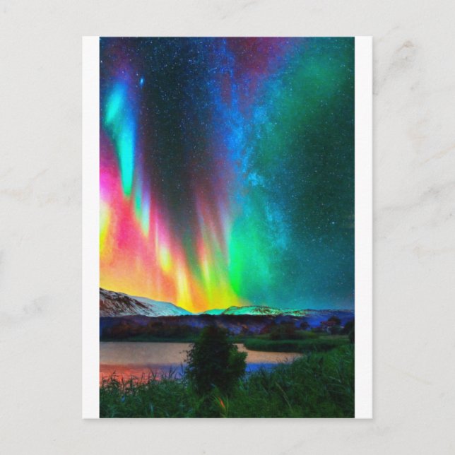 rainbow Aurora Borealis art2 Postcard (Front)