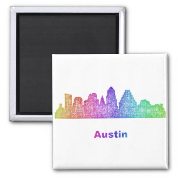 Rainbow Austin Skyline Magnet by ZYDDesign at Zazzle