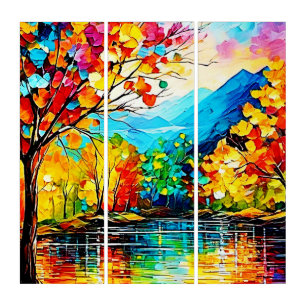 Rainbow Autumn Lake Art