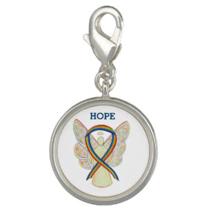 Rainbow Awareness Ribbon Angel Charm Bracelet