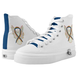 Rainbow Awareness Ribbon Angel Custom Design Shoes
