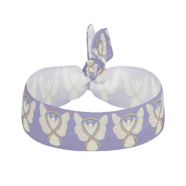 Rainbow Awareness Ribbon Angel Custom Hair Ties (Front)