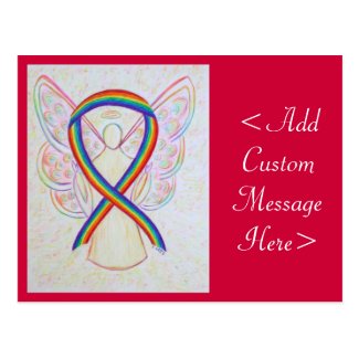 Rainbow Awareness Ribbon Angel Custom Postcard