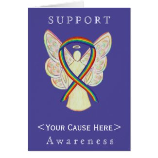 Rainbow Awareness Ribbon Angel Customized Card