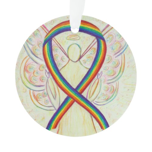 Rainbow Awareness Ribbon Angel Customized Ornament