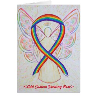 Rainbow Awareness Ribbon Angel Greeting Card