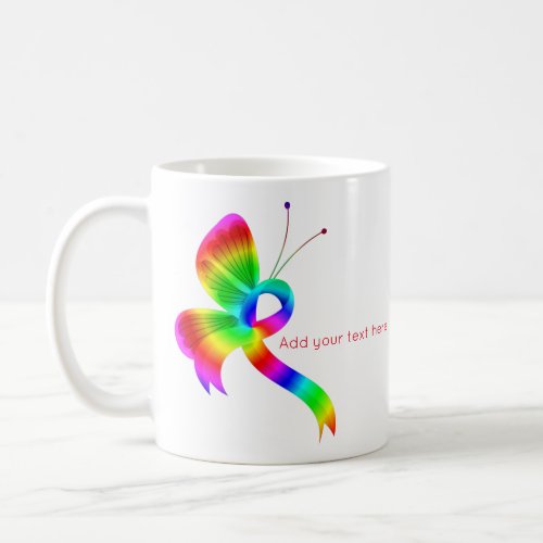 Rainbow Awareness Ribbon Butterfly Coffee Mug