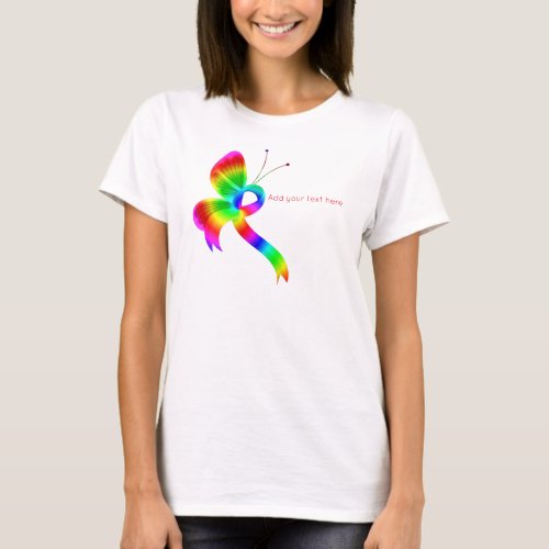 Rainbow Awareness Ribbon Butterfly T_Shirt