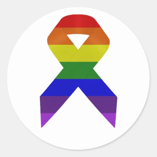 Rainbow Awareness Ribbon Classic Round Sticker