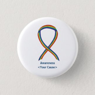 Rainbow Awareness Ribbon Custom Art Pins