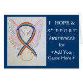 Rainbow Awareness Ribbon Custom Cause Angel Cards (Front Horizontal)