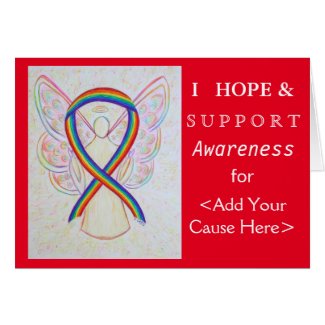 Rainbow Awareness Ribbon Custom Cause Angel Cards