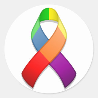 Rainbow Awareness Ribbon II Round Sticker